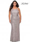Picture of: Patterned Sequin Plus Size Dress with High Neckline in Mauve, Style: 28860, Detail Picture 1