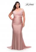 Picture of: Off the Shoulder Ruched Plus Size Gown with Train in Mauve, Style: 29132, Detail Picture 1