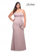Picture of: Strapless Plus Size Dress with Ruffle Slit Detail in Mauve, Style: 29664, Detail Picture 3