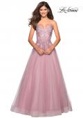 Picture of: Tulle Prom Gown with Floral Lace Embellishments in Mauve, Style: 27569, Main Picture