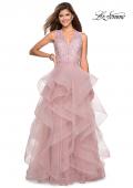 Picture of: Long Layered Tulle Dress with Lace Embellished Bodice in Mauve, Style: 27570, Main Picture