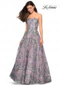 Picture of: Floral and Sequin A-Line Strapless Prom Dress in Mauve, Style: 27683, Main Picture