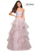 Picture of: Layered Tulle Two Piece Gown with Rhinestone Top in Mauve, Style: 27716, Main Picture
