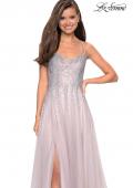 Picture of: Long Tulle Ball Gown with Cascading Rhinestones in Mauve, Style: 27750, Main Picture