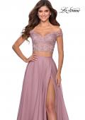 Picture of: Two Piece Dress with Sheer Off the Shoulder Top in Mauve, Style: 28704, Main Picture