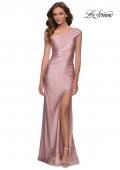 Picture of: One Shoulder Shiny Ruched Jersey Dress with Slit in Mauve, Style 29619, Main Picture