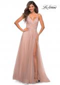 Picture of: Embellished Tulle A-Line Gown with Strappy Back in Mauve, Main Picture
