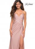 Picture of: Ruched Long Gown with Criss-Cross Style Bodice in Mauve, Main Picture