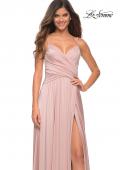 Picture of: Elegant Criss-Cross Ruched Bodice Jersey Dress in Mauve, Main Picture