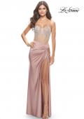 Picture of: Jersey Dress with Knot Detail and Sheer Rhinestone Bodice in Mauve, Style: 31556, Main Picture