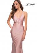 Picture of: Fitted Long Jersey Gown with Criss Cross Bodice in Mauve, Style 29848, Detail Picture 9