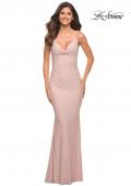 Picture of: Soft Jersey Ruched Dress with Draped Neckline in Mauve, Detail Picture 9