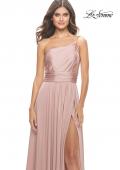 Picture of: Chic One Shoulder Long Jersey Gown with Defined Waist in Mauve, Style: 31170, Detail Picture 9