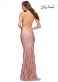 Picture of: Fitted Long Jersey Gown with Criss Cross Bodice in Mauve, Style 29848, Detail Picture 10