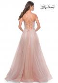 Picture of: A-Line Prom Gown with Ruched Bodice and Rhinestone Belt Detail in Mauve, Style: 32117, Detail Picture 12