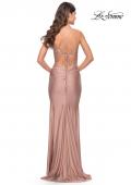 Picture of: Rhinestone Ruched Jersey Prom Dress with Lace Up Back in Mauve, Style: 31201, Detail Picture 13
