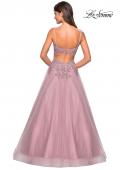 Picture of: Tulle Prom Gown with Floral Lace Embellishments in Mauve, Style: 27569, Back Picture