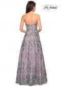 Picture of: Floral and Sequin A-Line Strapless Prom Dress in Mauve, Style: 27683, Back Picture