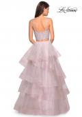 Picture of: Layered Tulle Two Piece Gown with Rhinestone Top in Mauve, Style: 27716, Back Picture