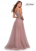 Picture of: Long Two Piece Tulle Gown with Floral Embroidery in Mauve, Style: 28271, Back Picture