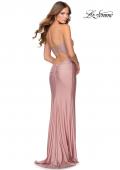 Picture of: Jersey Prom Dress with Lace Bodice and Rhinestones in Mauve, Style: 28558, Back Picture