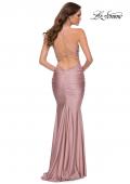Picture of: On Trend Jersey Long Dress with Ruching on Bodice in Mauve, Style 29873, Back Picture