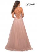Picture of: Embellished Tulle A-Line Gown with Strappy Back in Mauve, Back Picture