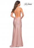 Picture of: Ruched Long Gown with Criss-Cross Style Bodice in Mauve, Back Picture