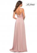 Picture of: Elegant Criss-Cross Ruched Bodice Jersey Dress in Mauve, Back Picture