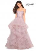 Picture of: Strapless Tulle Prom Gown with Lace Embellishments in Mauve, Style: 27620, Detail Picture 1