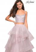 Picture of: Layered Tulle Two Piece Gown with Rhinestone Top in Mauve, Style: 27716, Detail Picture 1