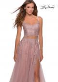 Picture of: Long Two Piece Tulle Gown with Floral Embroidery in Mauve, Style: 28271, Detail Picture 1