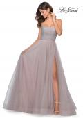 Picture of: Long Tulle Ball Gown with Beaded Bodice and Slit in Mauve, Style: 28530, Detail Picture 1