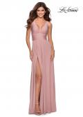 Picture of: Empire Waist Prom Gown with Deep V Neckline in Mauve, Style: 28547, Detail Picture 1