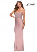 Picture of: Jersey Prom Dress with Lace Bodice and Rhinestones in Mauve, Style: 28558, Detail Picture 1