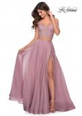 Picture of: Two Piece Dress with Sheer Off the Shoulder Top in Mauve, Style: 28704, Detail Picture 1