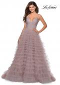 Picture of: Layered Tulle Prom Dress with Sheer Rhinestone Top in Mauve, Style: 28788, Detail Picture 1