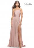 Picture of: Chic One Shoulder Long Jersey Gown with Defined Waist in Mauve, Style: 31170, Detail Picture 1