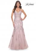 Picture of: Mermaid Lace Embellished Gown with Illusion Top in Mauve, Style: 32004, Detail Picture 1