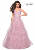 Picture of: Layered Tulle Long Prom Gown with Lace Appliques in Mauve, Style: 27256, Detail Picture 2