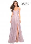 Picture of: Lace Prom Dress with Floral Detail and Side Leg Slit in Mauve, Style: 27704, Detail Picture 2