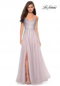 Picture of: Long Tulle Ball Gown with Cascading Rhinestones in Mauve, Style: 27750, Detail Picture 2