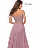 Picture of: Two Piece Dress with Sheer Off the Shoulder Top in Mauve, Style: 28704, Detail Picture 2