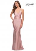 Picture of: Fitted Long Jersey Gown with Criss Cross Bodice in Mauve, Style 29848, Detail Picture 3