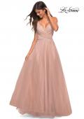 Picture of: Embellished Tulle A-Line Gown with Strappy Back in Mauve, Detail Picture 3