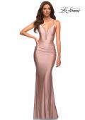 Picture of: Jersey Prom Dress with Rhinestone Detail on Straps in Pink, Style: 30446, Detail Picture 3