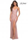 Picture of: Ruched Long Gown with Criss-Cross Style Bodice in Mauve, Detail Picture 3