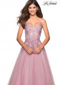 Picture of: Tulle Prom Gown with Floral Lace Embellishments in Mauve, Style: 27569, Detail Picture 4