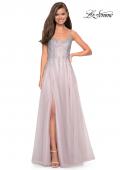 Picture of: Long Tulle Ball Gown with Cascading Rhinestones in Mauve, Style: 27750, Detail Picture 4