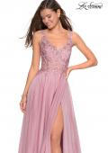 Picture of: Floor Length Chiffon Prom Dress with Sheer Floral Bodice in Mauve, Style: 27751, Detail Picture 4